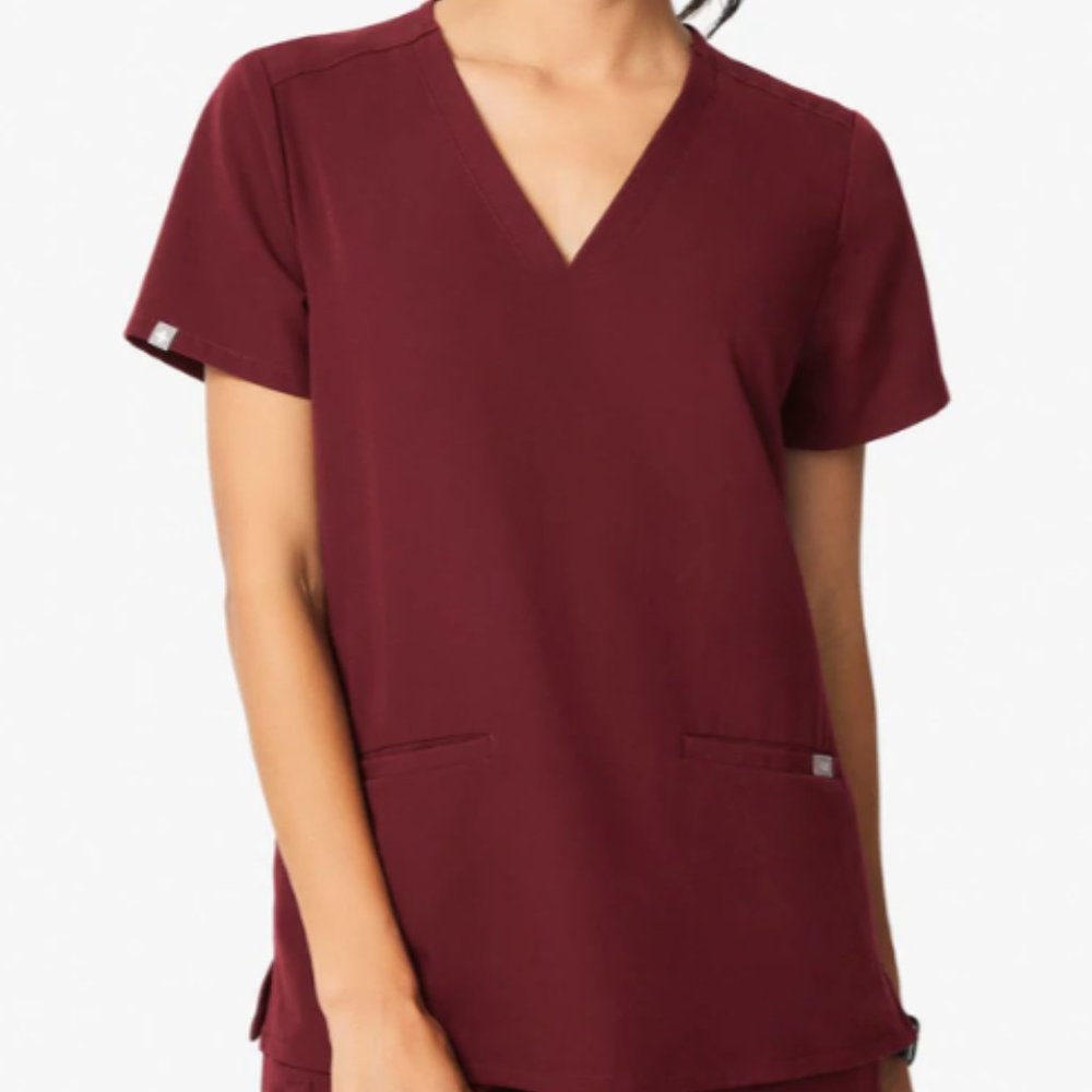 FIGS Burgundy Casma Scrub Top XL